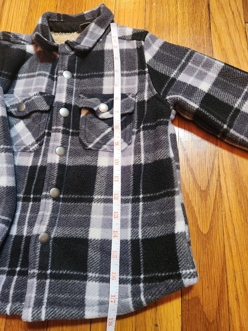 Eddie Bauer Black & Gray Plaid Sherpa-Lined Kids Jacket Size 4/5 - Picture 13 of 15